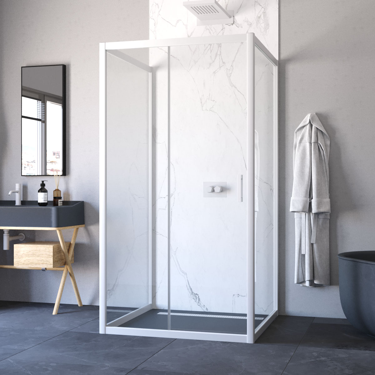 Душевой уголок Vegas Glass ZP-U NOVO h2000 120*100 01 crystalvision, профиль белый, стекло crystalvision