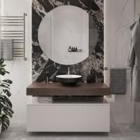 Мебель для ванной Stworki Ольборг 120 столешница дуб карпентер, без отверстий, 2 тумбы 60, с раковиной Vitra Water jewels