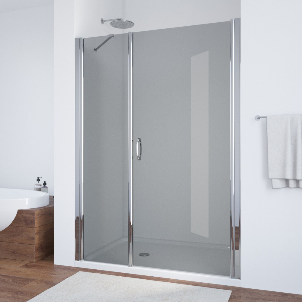 Душевая дверь в нишу Vegas Glass EP-F-2 155 08 07 R, профиль глянцевый хром, стекло графит