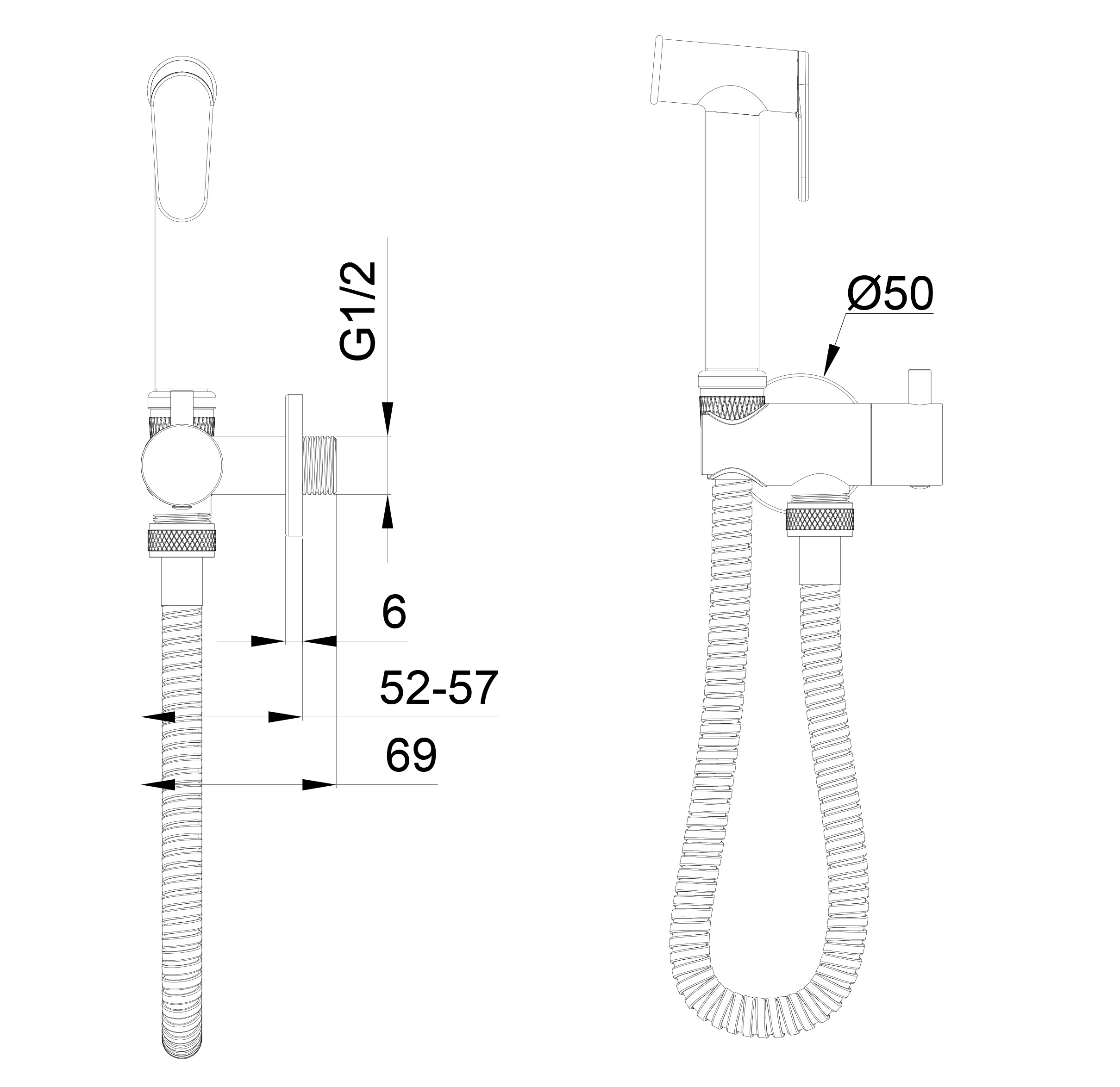 Гигиенический душ с запорным вентилем Wonzon & Woghand WW-88809903-BG