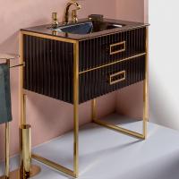 Тумба с раковиной Armadi Art Monaco 80 черная, золото