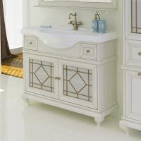 Тумба с раковиной Aquaton Беатриче 105 слоновая кость с патиной, напольная