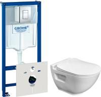 Инсталляция Grohe Rapid SL 38775001 + кнопка + унитаз подвесной Bien Harmony безободковый с биде