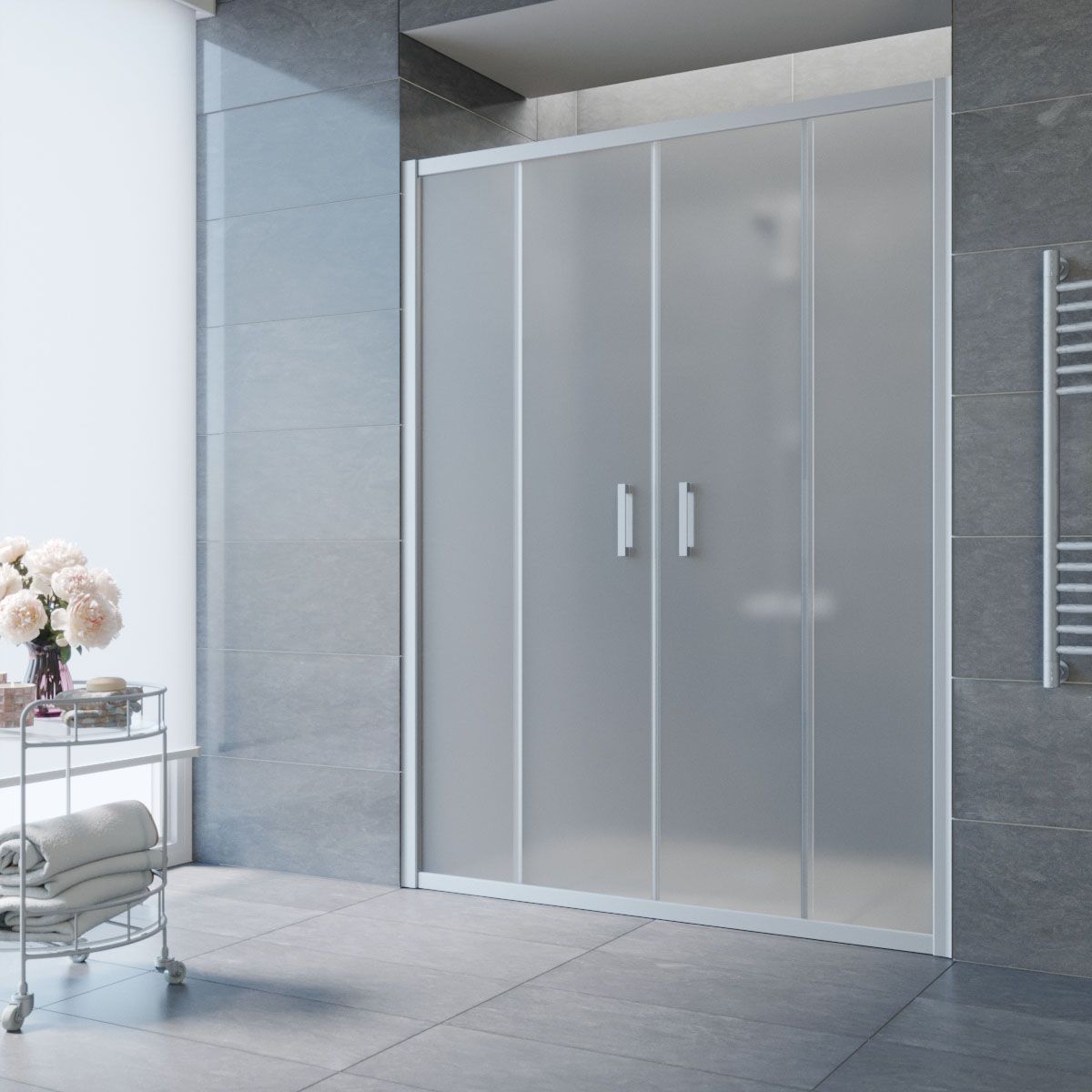 Душевая дверь в нишу Vegas Glass Z2P NOVO h2000 170 07 10 профиль матовый хром, стекло сатин