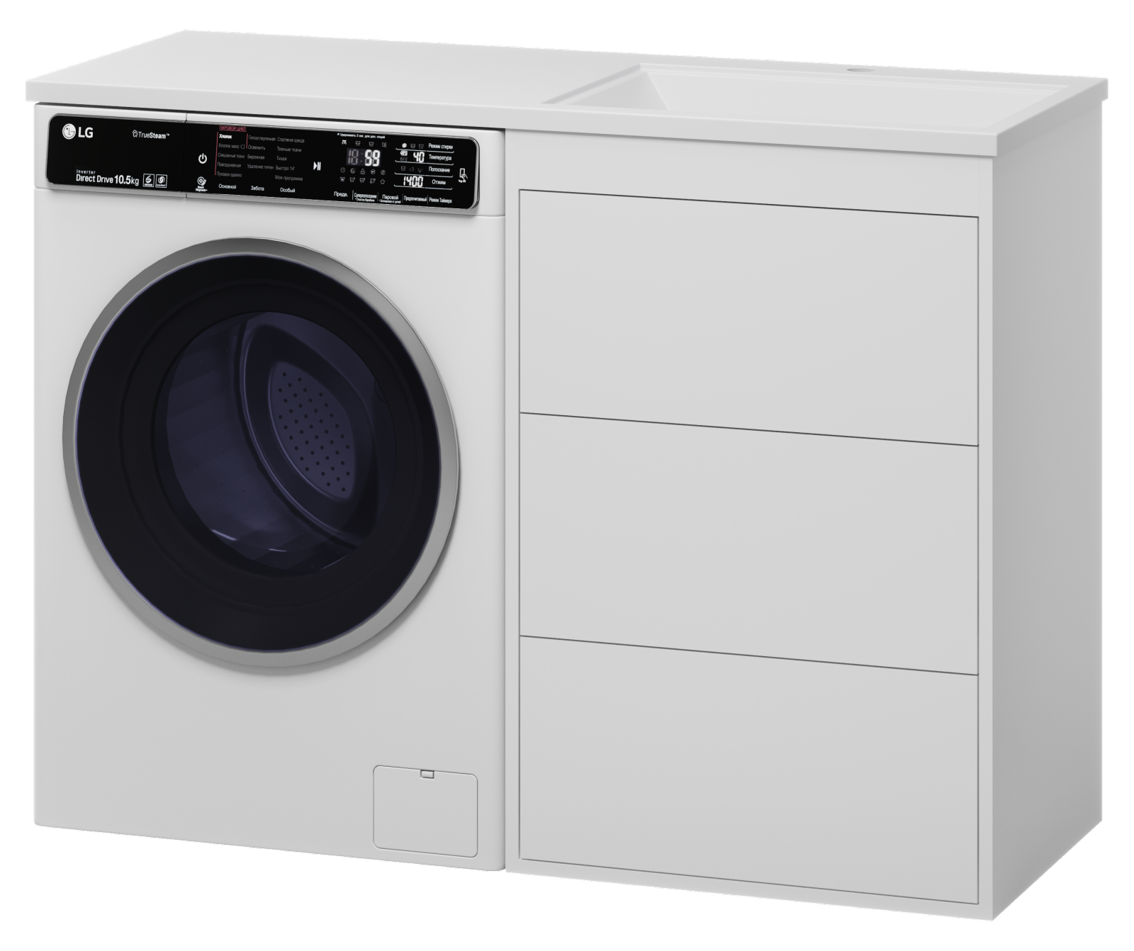 Тумба с раковиной Brevita Grafit 60 под стиральную машину, белая