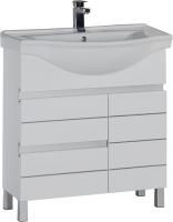 Тумба под раковину Aquanet Доминика 80 белая с бельевой корзиной