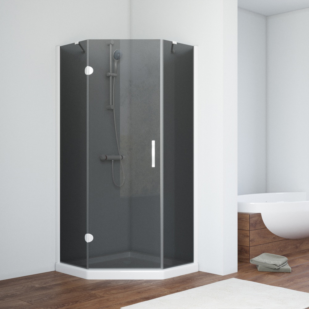 Душевой уголок Vegas Glass AFA-Pen NOVO 100 01 07 L, профиль белый, стекло графит