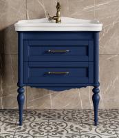Тумба с раковиной ValenHouse Эстетика 80 синяя, фурнитура бронза