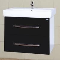 Тумба с раковиной Bellezza Рокко 80 подвесная черная 2 ящика