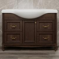 Тумба с раковиной ValenHouse Эллина 120 кальяри, 4 ящика, 1 дверца, ручки золото