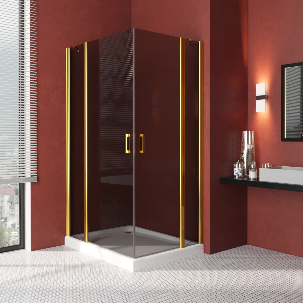 Душевой уголок Vegas Glass EFA-F LUX 120*110 09 07 L, профиль золото глянцевое, стекло графит
