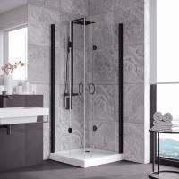 Душевой уголок Vegas Glass 2GPS LUX 90*80 02М crystalvision R профиль черный матовый, стекло crystalvision