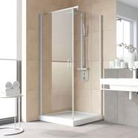 Душевой уголок Vegas Glass EP-Fis LUX 80*90 07 crystalvision L профиль матовый хром, стекло crystalvision