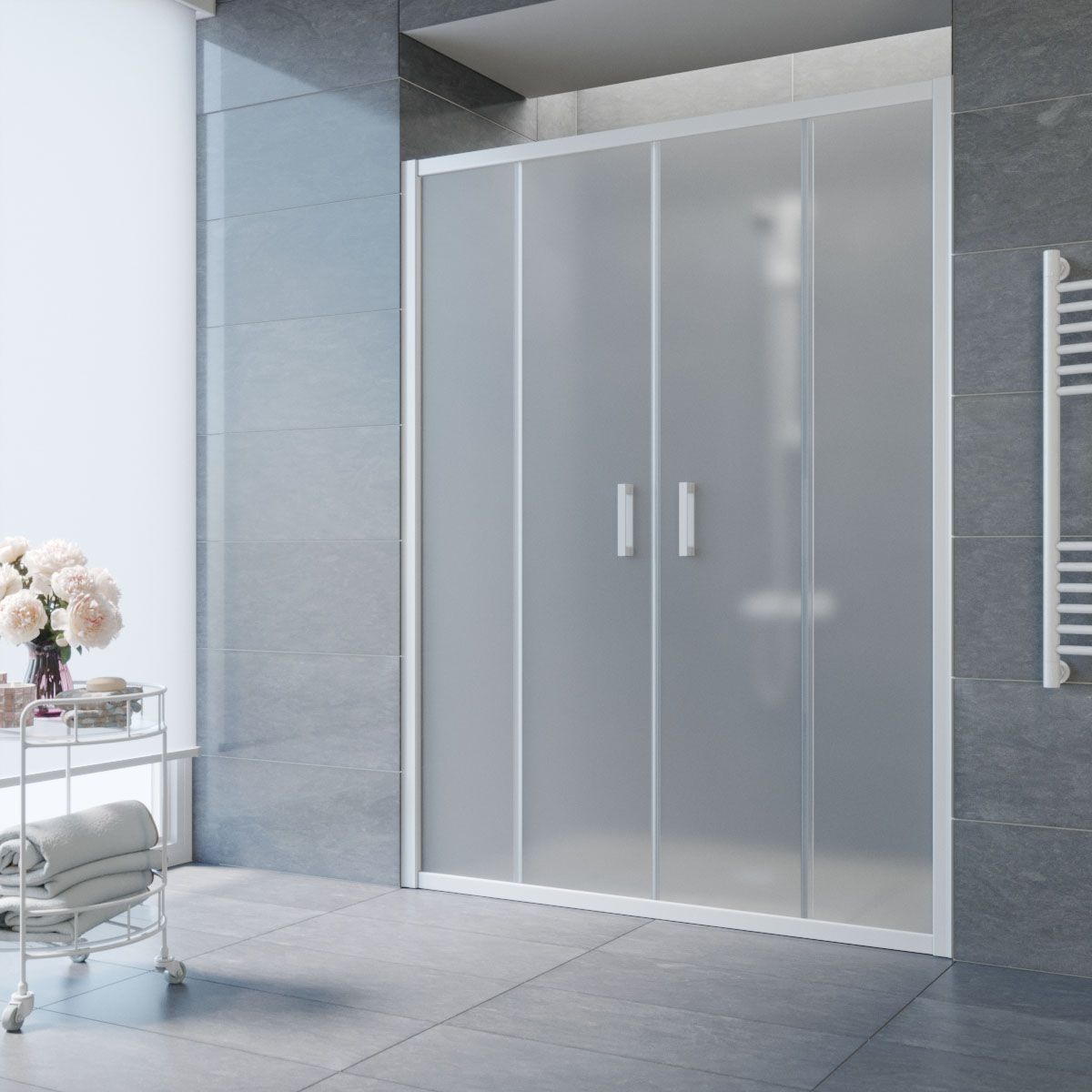 Душевая дверь в нишу Vegas Glass Z2P NOVO h2000 150 01 10 профиль белый, стекло сатин