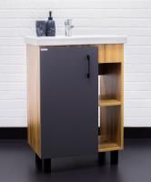 Тумба с раковиной Домино Craft 60 напольная, дуб вотан, графит