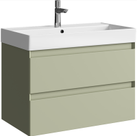 Тумба с раковиной Aqwella 5 stars Geometria 80 подвесная, 2 ящика, шалфей зеленый