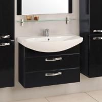 Тумба под раковину Aquaton Ария М 80 черный глянец