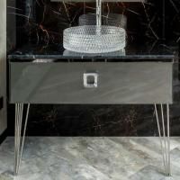 Тумба с раковиной Armadi Art Lucido 100 глянцевый графит, раковина 817, ножки хром