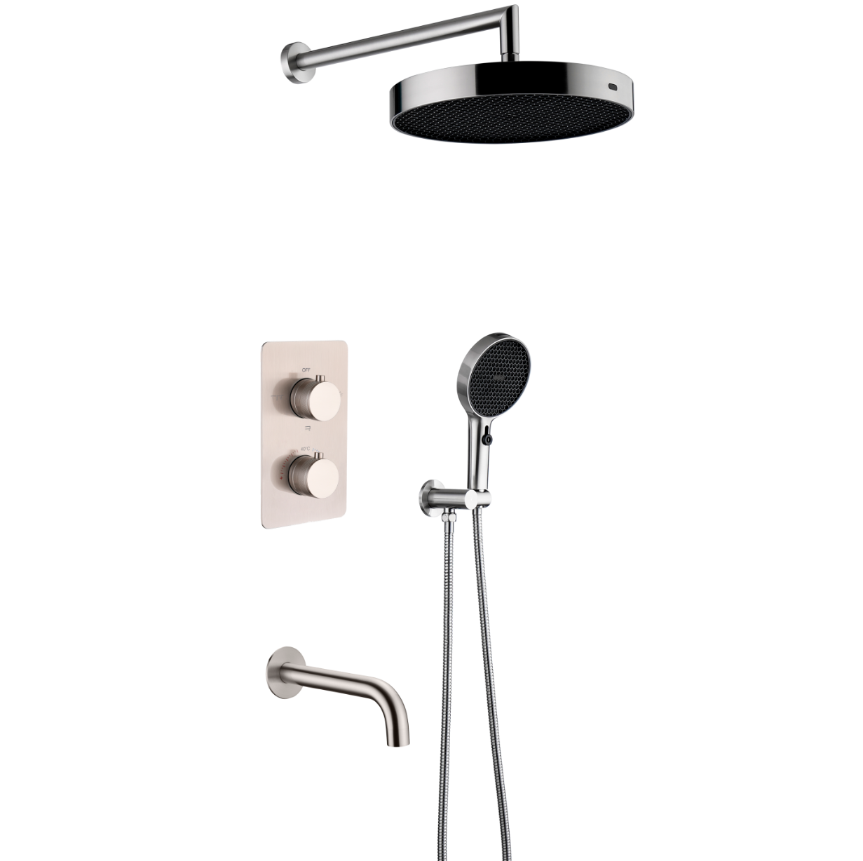 Душевой комплект для ванны Boheme Cell никель брашированный, термостат