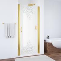 Душевая дверь в нишу Vegas Glass ЕР 65 09 ARTDECO D1 профиль золото глянцевое, стекло матовое рисунок прозрачный