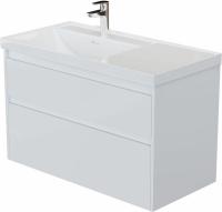 Тумба с раковиной Aquanet Nova Lite 2.0 90 L 2 ящика, белый глянец