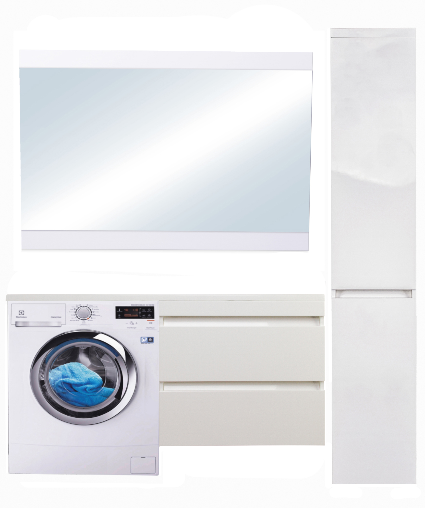 Тумба с раковиной Style Line Даллас 150 R Люкс белая 2 ящика, Plus подвесная