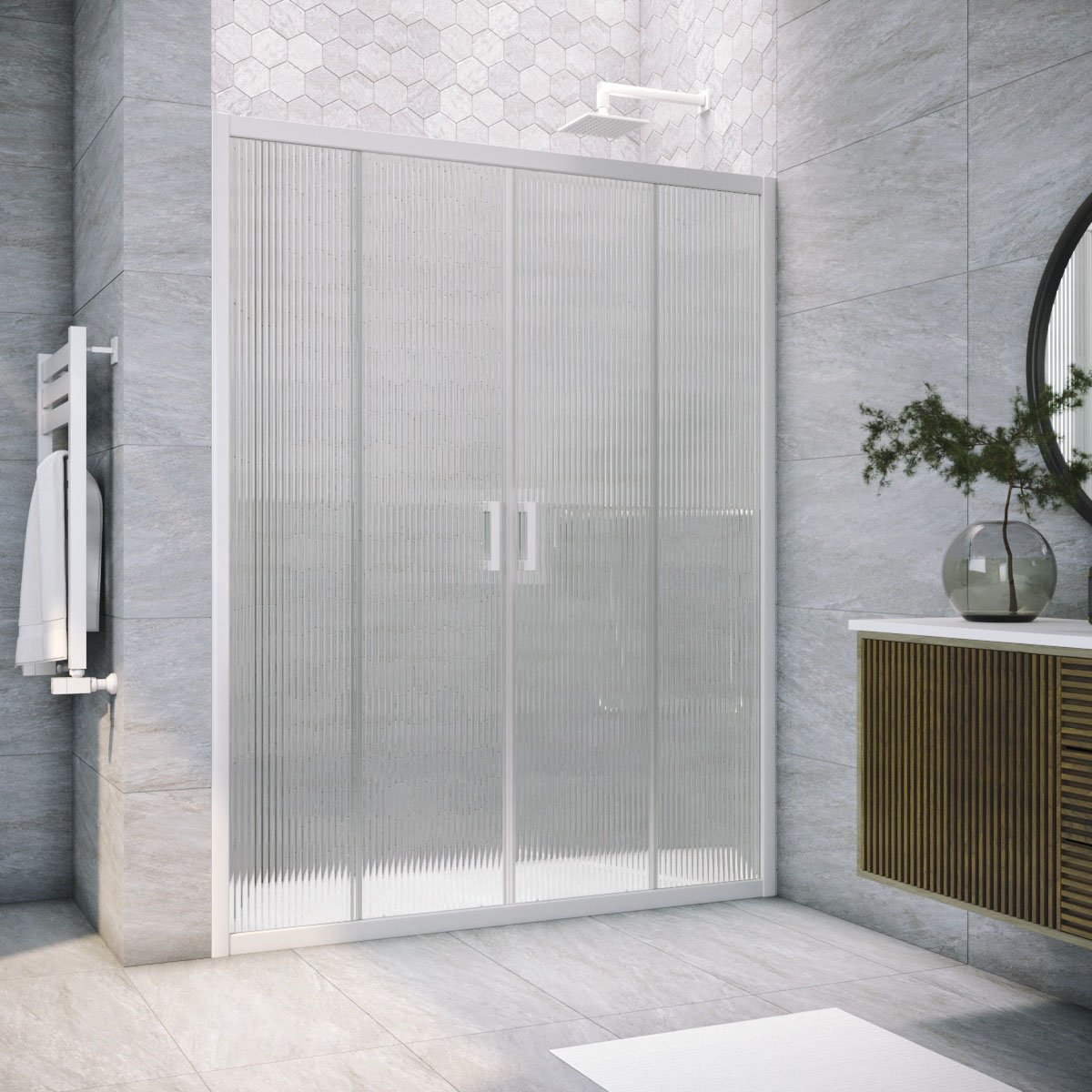 Душевая дверь в нишу Vegas Glass  Z2P NOVO h2000 180 01 Moru, профиль белый, стекло Moru