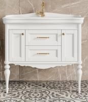 Тумба с раковиной ValenHouse Эстетика 100, белая, подвесная, ручки золото