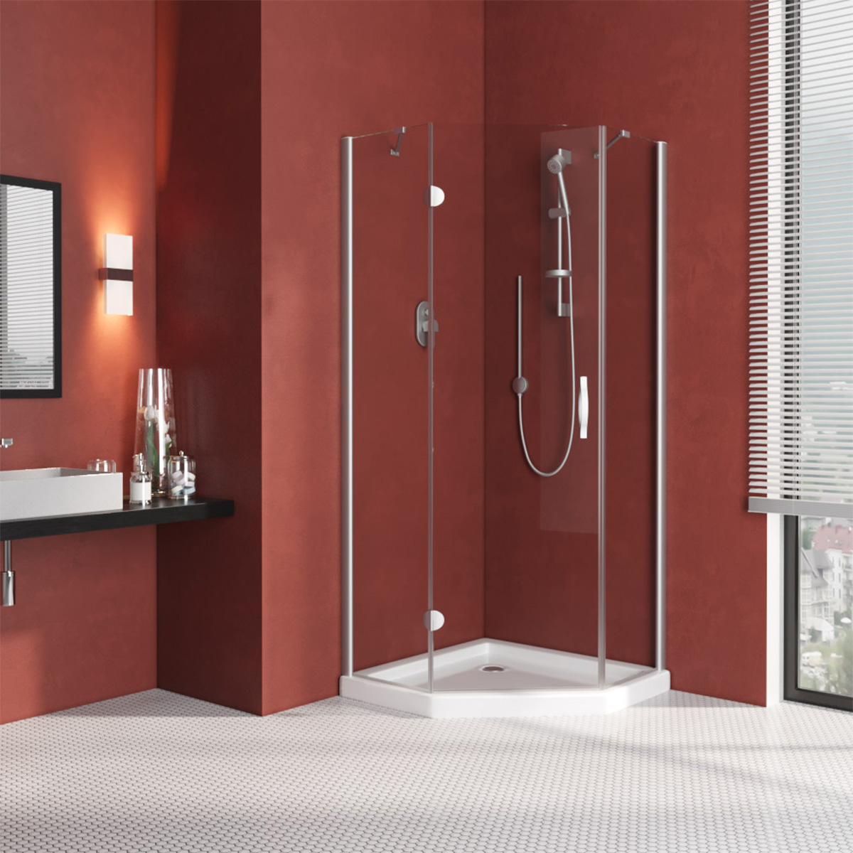 Душевой уголок Vegas Glass AFA-Pen LUX 120 07 01 L, профиль матовый хром, стекло прозрачное