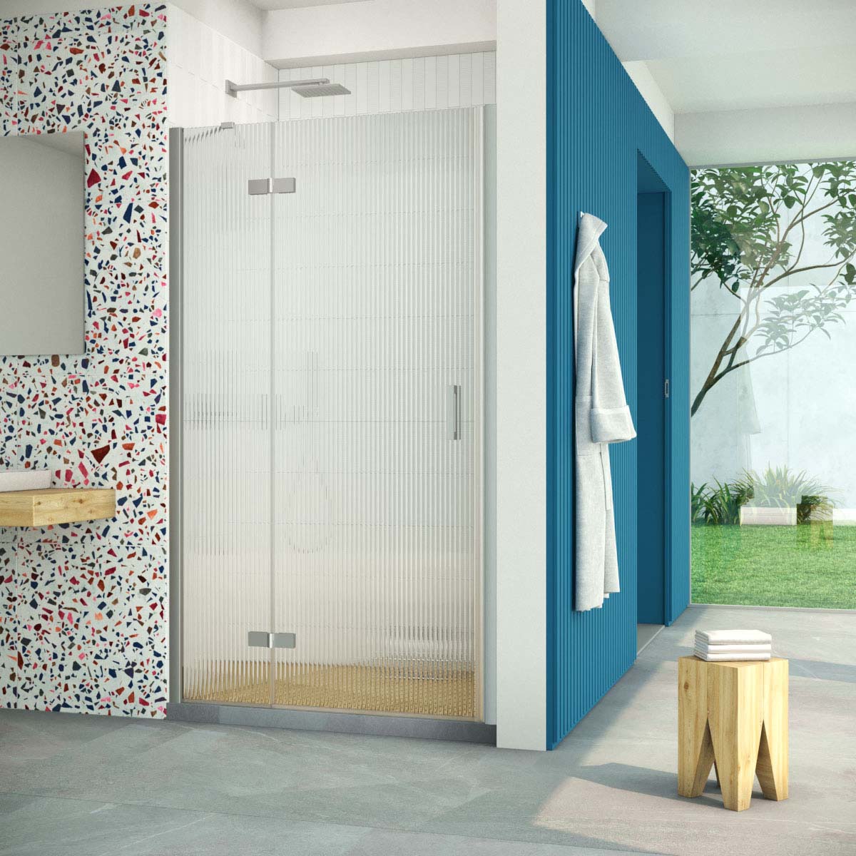 Душевая дверь в нишу Vegas Glass AFP Retta 120 07 Moru L, профиль матовый хром, стекло Moru