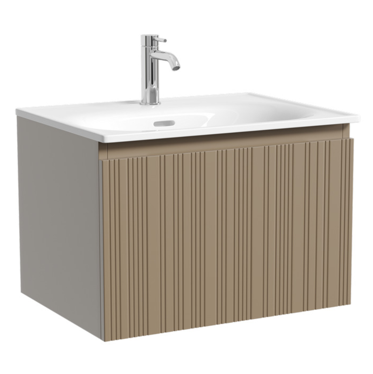 Тумба с раковиной Sancos Code 60 подвесная, серо-бежевая, раковина белая