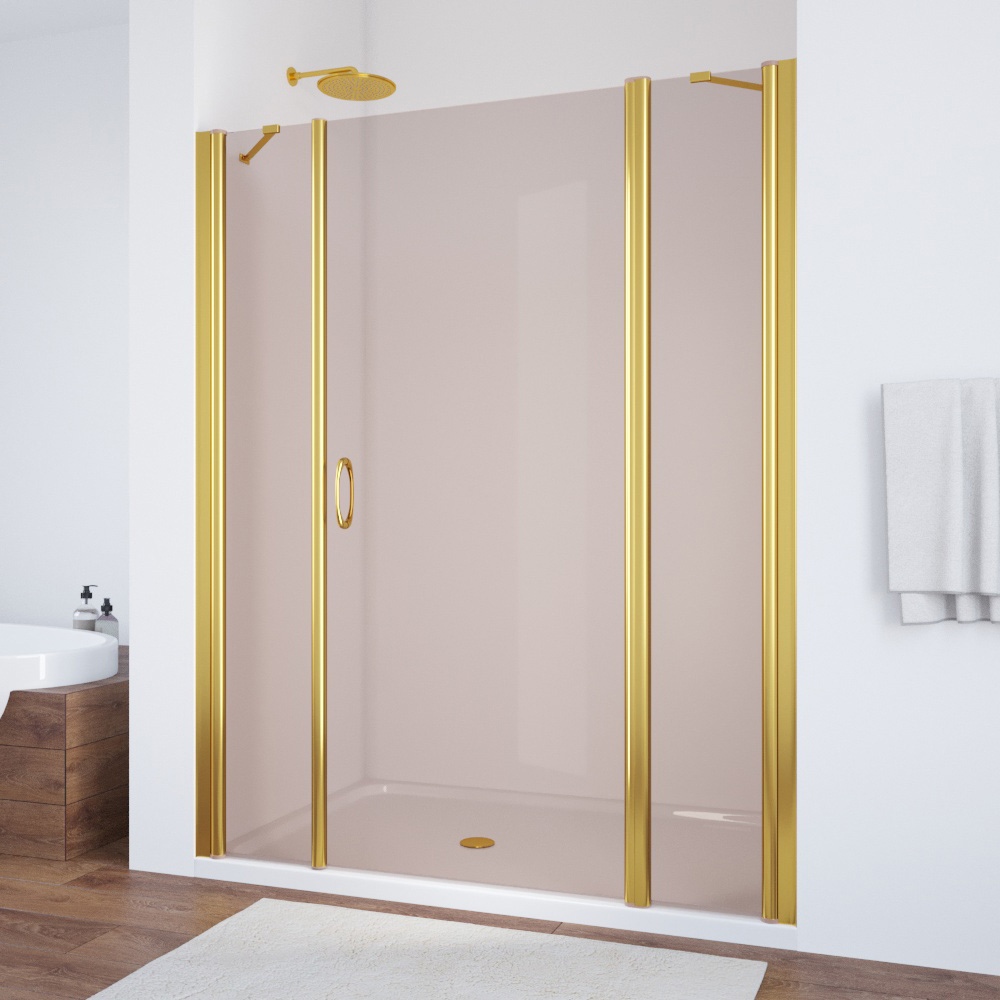 Душевая дверь в нишу Vegas Glass EP-2F 190 09 05 R, профиль золото глянцевое, стекло бронза