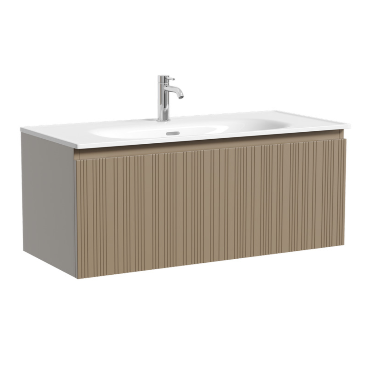 Тумба с раковиной Sancos Code 100 подвесная, серо-бежевая, раковина белая