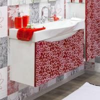 Тумба с раковиной Sanflor Санфлор 100 красная, патина белая