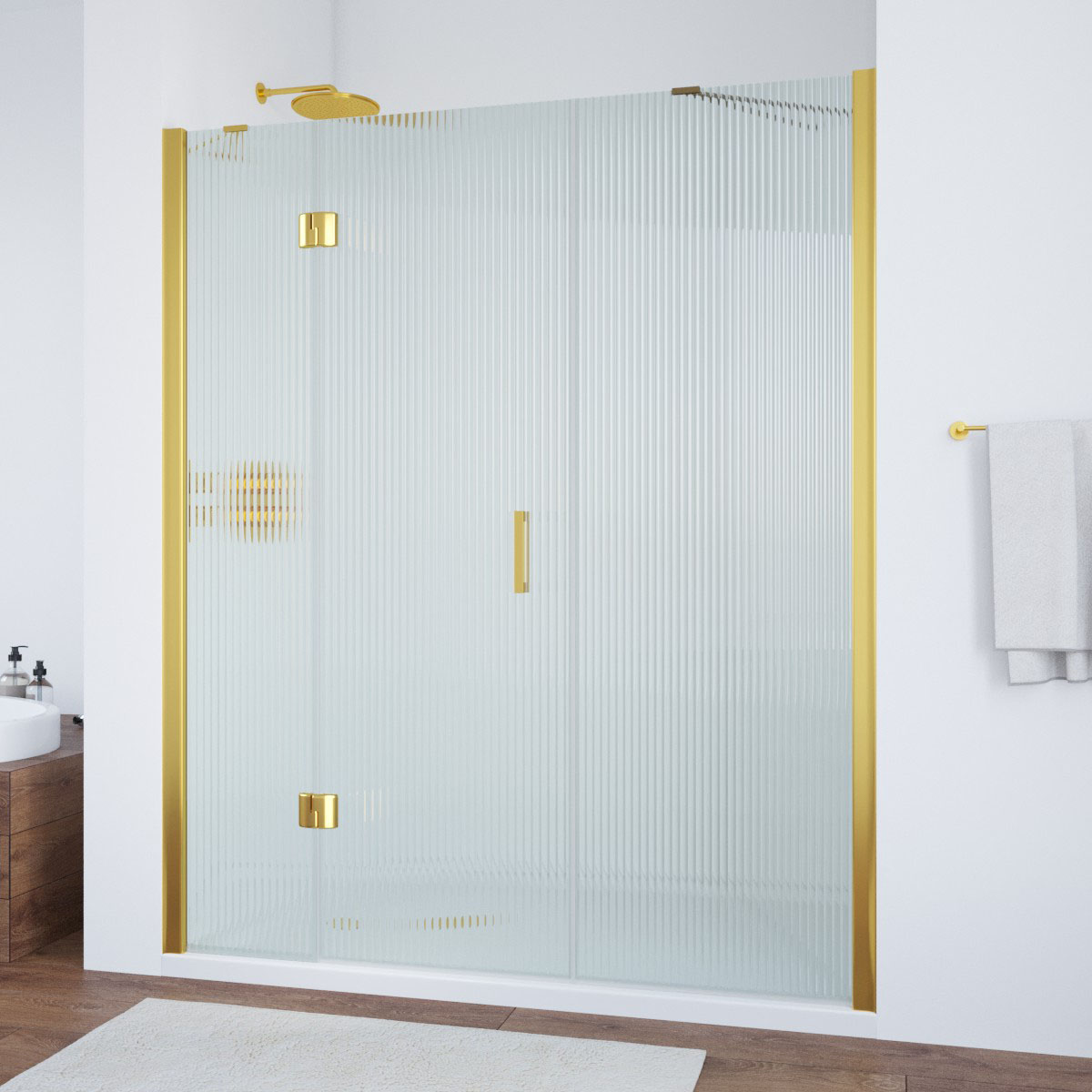 Душевая дверь в нишу Vegas Glass  AFP-F TUR NOVO h1890 130 09 Moru L, профиль золото глянцевое, стекло Moru