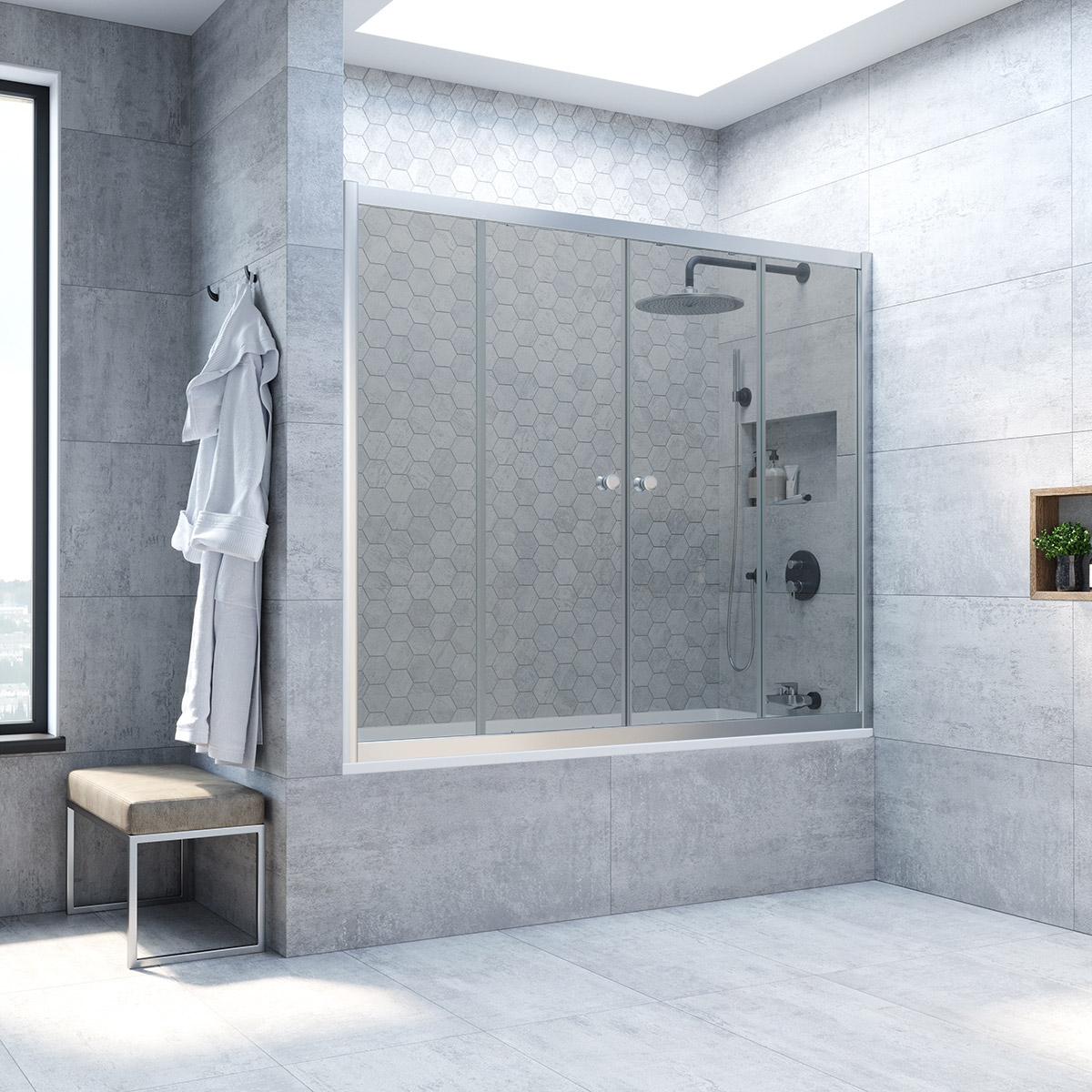 Шторка на ванну Vegas Glass Z2V NOVO 180 07 07, профиль матовый хром, стекло графит