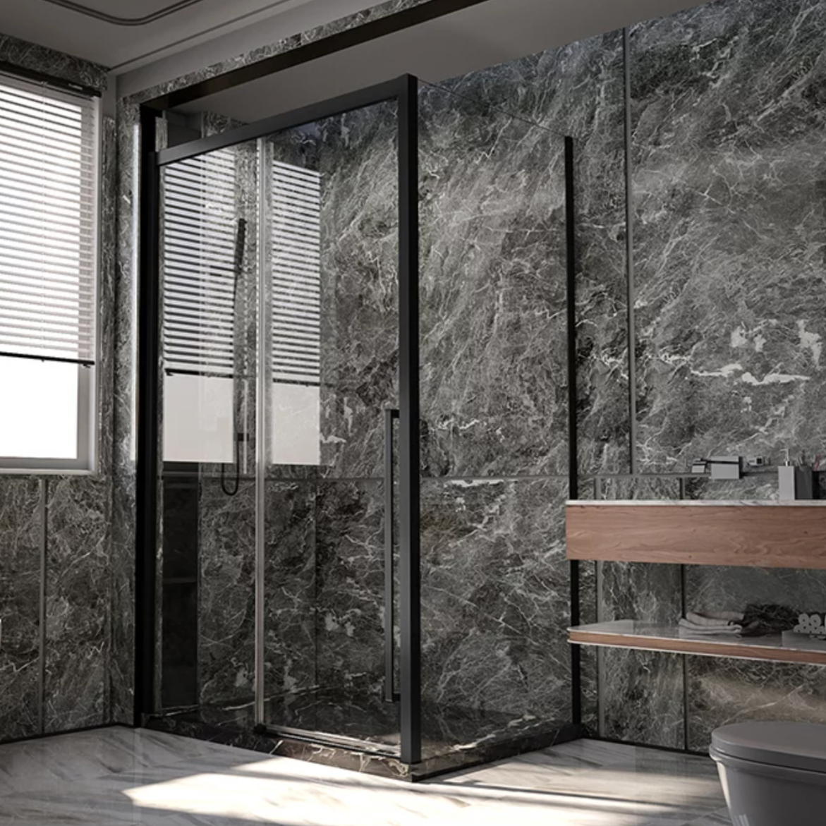 Душевой уголок Veconi Premium Trento PTC-SP-30B 140x80, профиль черный