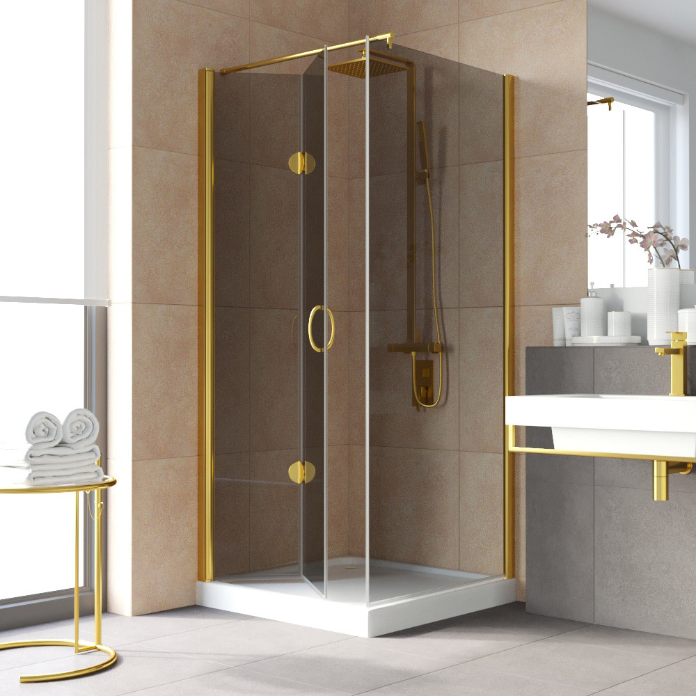 Душевой уголок Vegas Glass GPS-Fis LUX 80*120 09 07 L, профиль золото глянцевое, стекло графит
