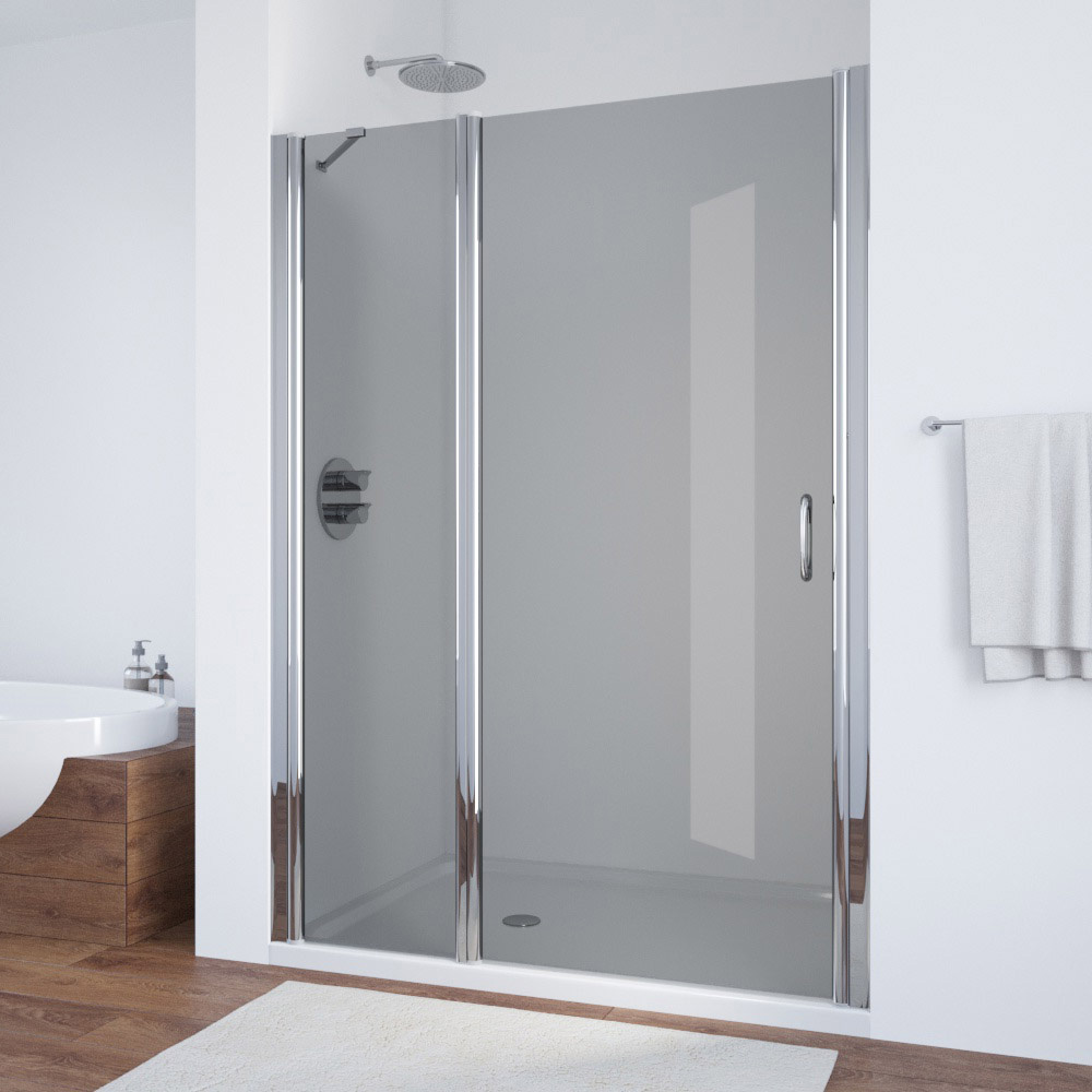 Душевая дверь в нишу Vegas Glass EP-F-1 150 08 07 L, профиль глянцевый хром, стекло графит