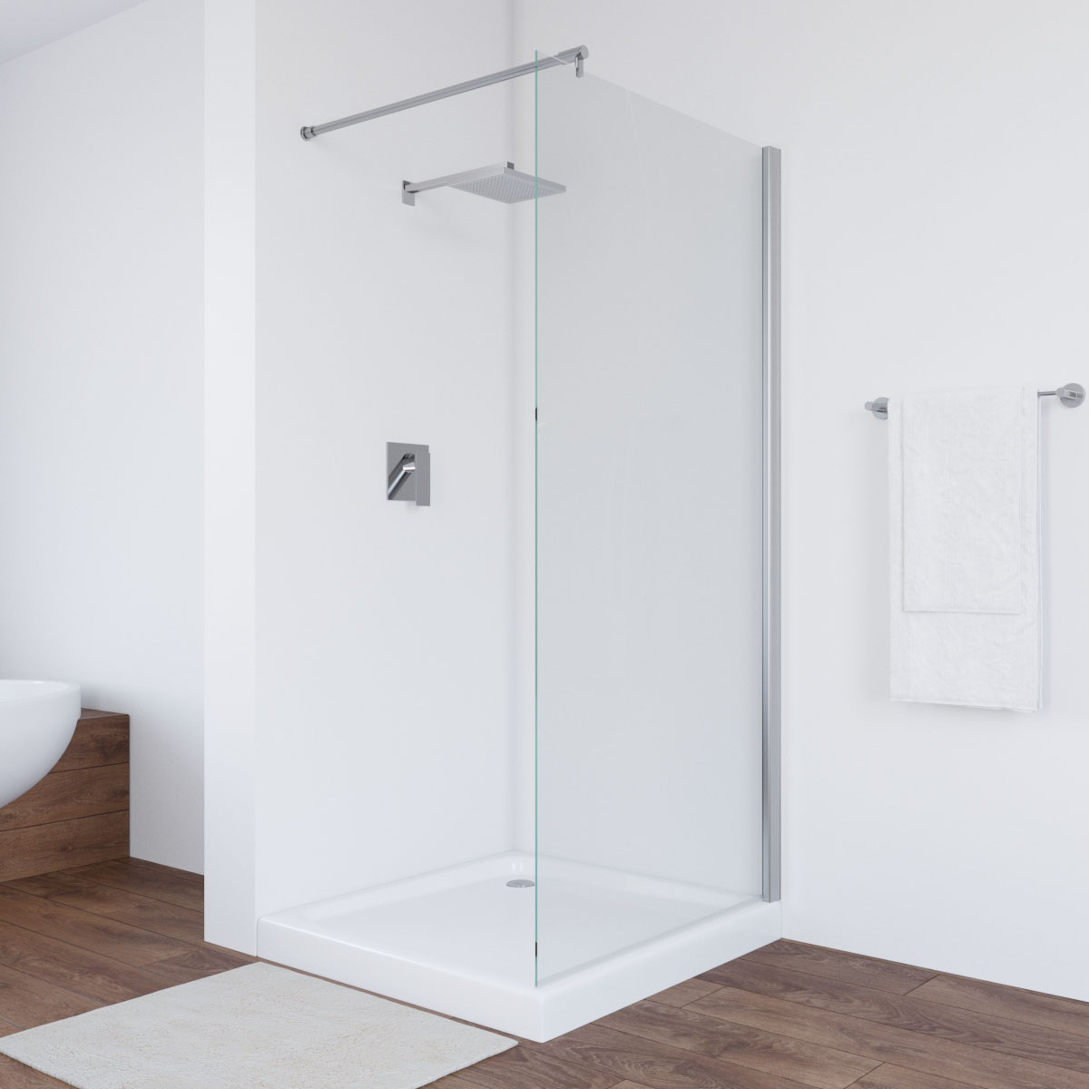 Душевая перегородка Vegas Glass EAF NOVO h2000 106 08 crystalvision, профиль глянцевый хром, стекло crystalvision