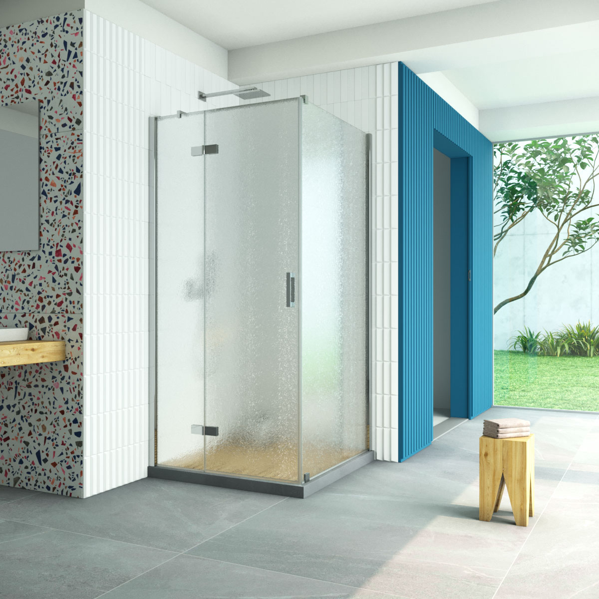 Душевой уголок Vegas Glass AFP-Fis Retta 120*80 08 02 L, профиль глянцевый хром, стекло шиншилла