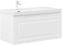 Тумба с раковиной Aquanet Агата 100 L 1 ящик, белый сатин