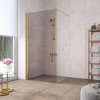 Душевая перегородка Vegas Glass EAF LUX 86 09 05 профиль золото глянцевое, стекло бронза