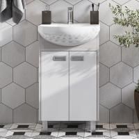 Тумба с раковиной Aquaton Бекка Pro 50 белая, дуб сомерсет