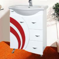 Тумба с раковиной Misty Каролина 60 3 ящика L красное стекло, напольная