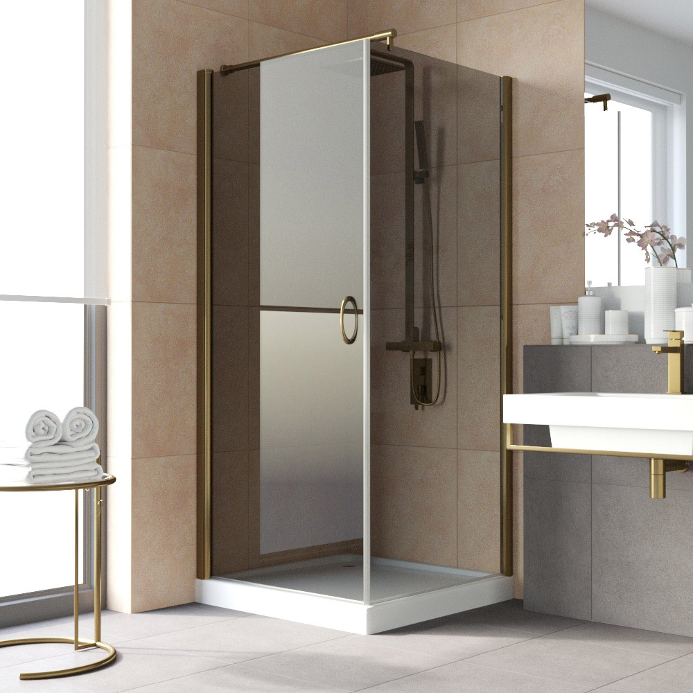 Душевой уголок Vegas Glass EP-Fis LUX 80*90 05 07 L, профиль бронза, стекло графит