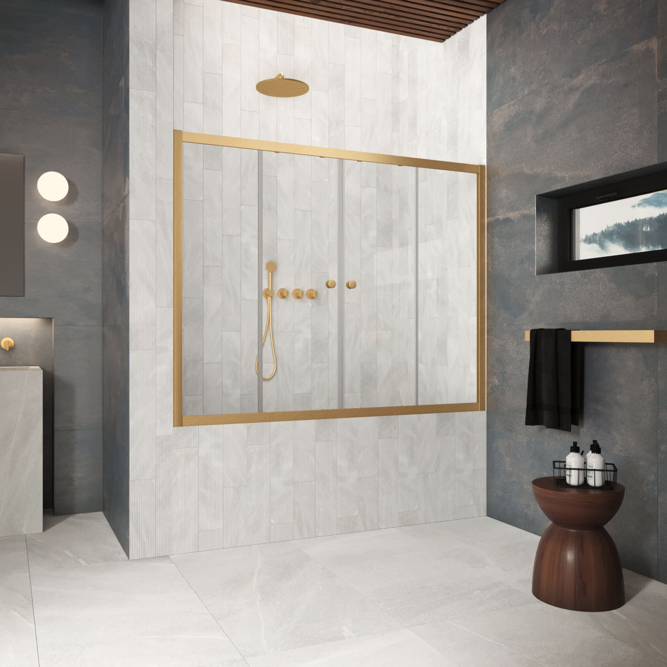 Шторка на ванну Vegas Glass  Z2V Protec 175 03 crystalvision, профиль золото матовое, стекло crystalvision