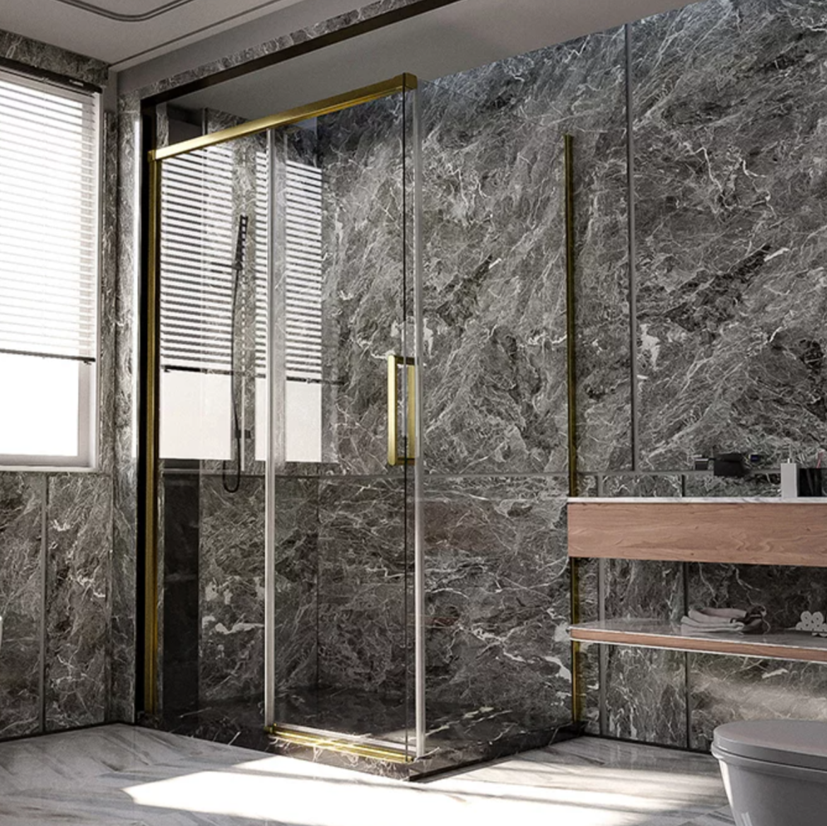 Душевой уголок Veconi Premium Trento PTC-SP-40G 120x80, профиль золото