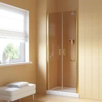 Душевая дверь в нишу Vegas Glass Е2Р LUX 85 09 05 профиль золото глянцевое, стекло бронза