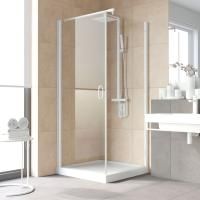 Душевой уголок Vegas Glass EP-Fis LUX 80 01 crystalvision L профиль белый, стекло crystalvision